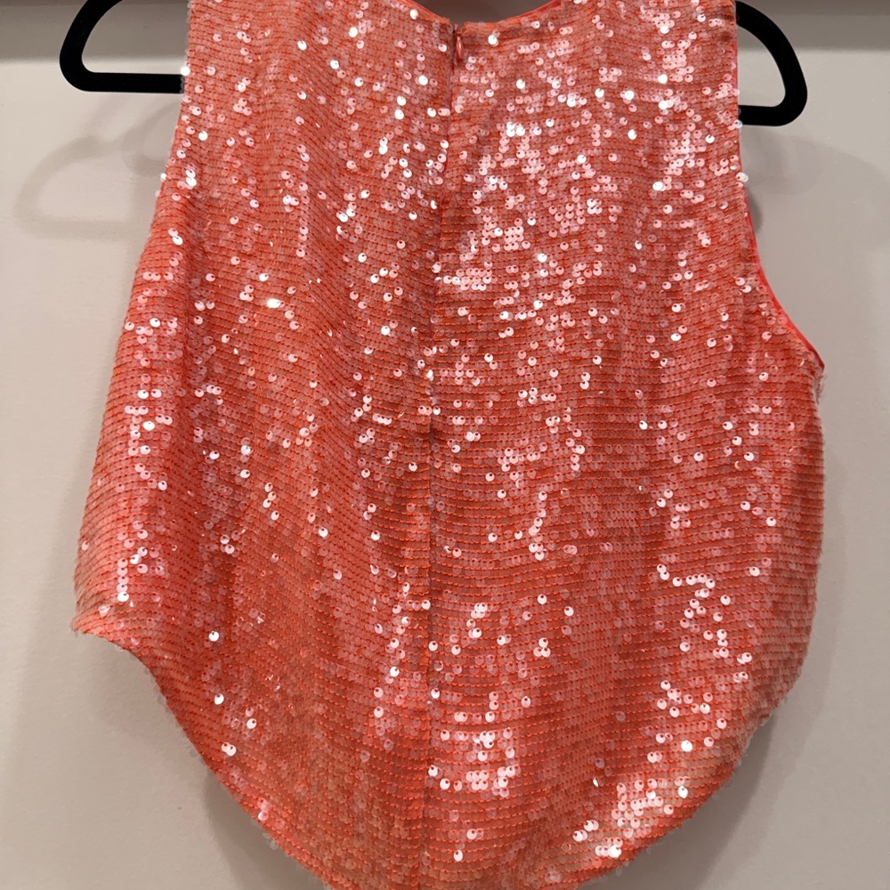 Lapointe Sequin Sleeveless Coral Top - Picture 4 of 7